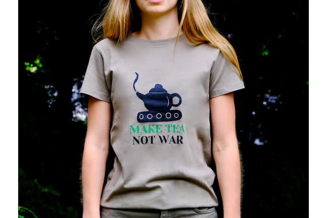 T-shirt Make Tea – khaki damski roz. M